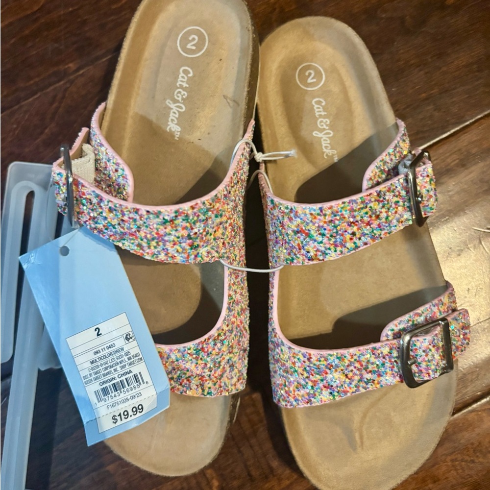 Cat & Jack Multicolor Glitter Kids Sandals